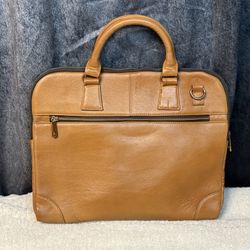 Premium Brown Genuine Leather Laptop Briefcase Business Office Bag