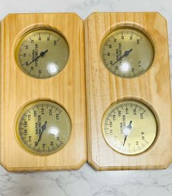 2-Pack Wooden Sauna Thermometer & Hygrometer Combo – Brand New!