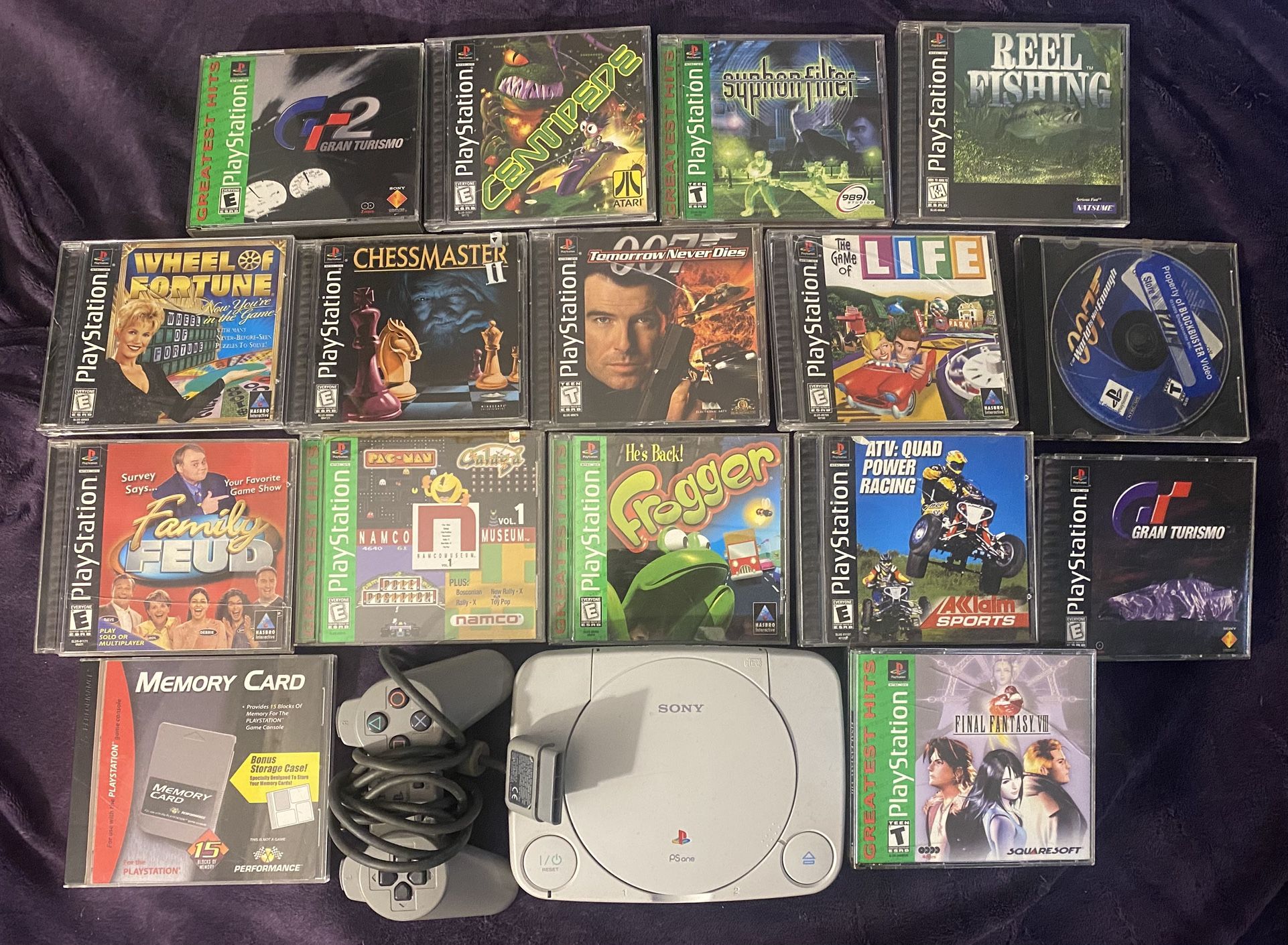 🎮 PSone Console Bundle – 15 Games + Controller + Memory Card Holder – $200 OBO