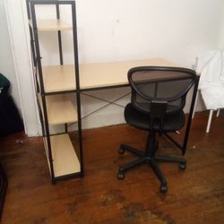 Desk And Black Office Chair 