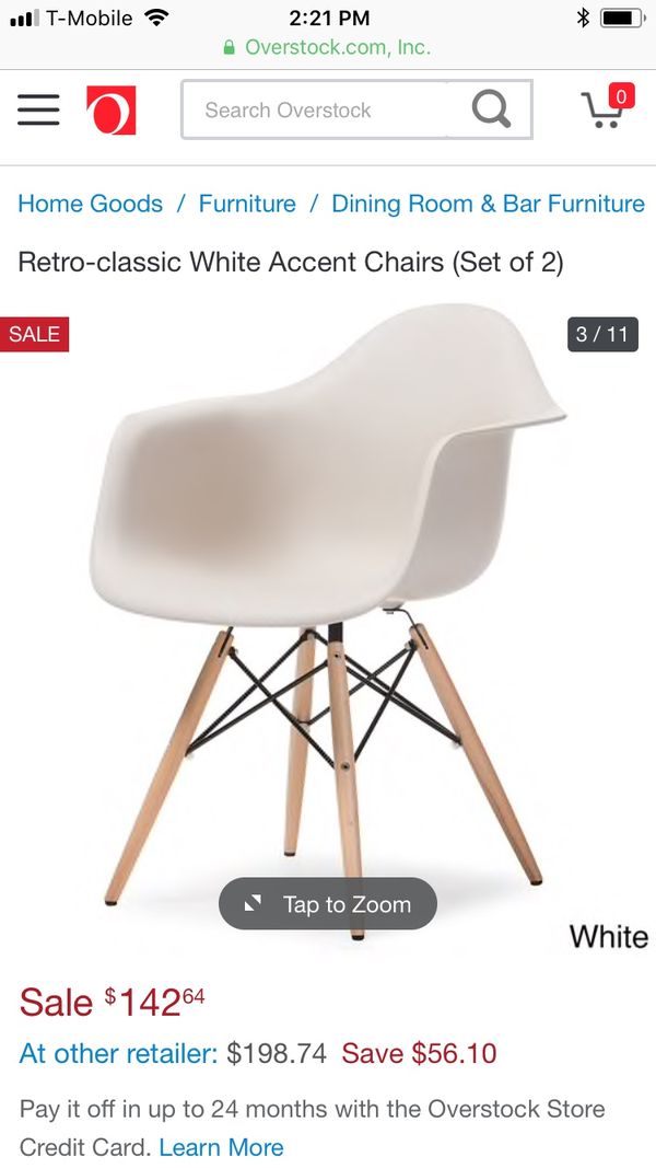 Retro Classic White Accent Chairs Set Of 2 For Sale In Bowie Md
