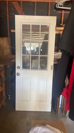 Metal door with nine pain window