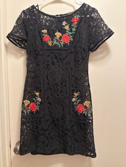 Forever 21 Black Lace Floral Embroidered Mini Dress