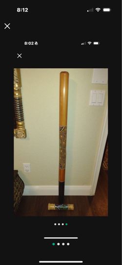 Didgeridoo And Rain Stick. Hand painted. The digeridoo is 120 cm long and the rain stick is 26 cm long