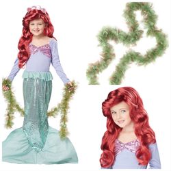 Little Mermaid Costume Sz 10/12plus  Child’s + BONUS Wig And Boa I