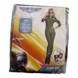 Flight Suit Adult Women’s Halloween Costume. Size Large (New) *Flight Suit *Interchangeable Patches (4).