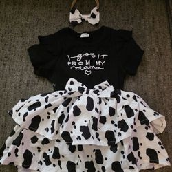 12-18 Month Baby Girl Cow Dress (New)