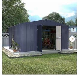 Veikous 10 ft. W x 10 ft. D Outdoor Metal Storage Shed in Gray (100 sq. ft.)