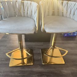 Two Modern swivel Bar Stools 