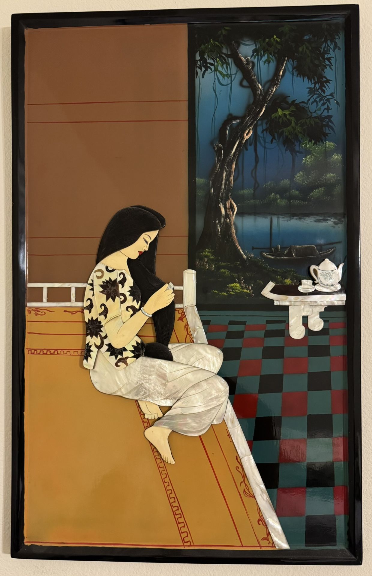 Vietnamese Ladies - Oyster Shell Pictures (quantity 2)