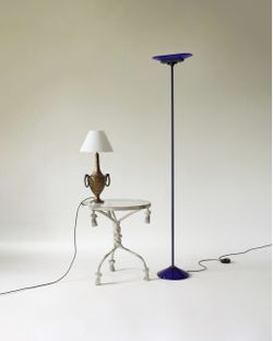 Jill Floor Lamp in Blue Murano Glass by King, Miranda and Arnaldi for Arteluce, 1978
