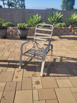 6 Patio Chairs & 2 Footstools Reclining Vinyl Strap  Hotel Vintage