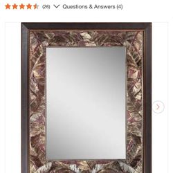 Tropical 27 in. x 35 in. Leaf Mirror in Bronze Copper Bathroom Vanity Bedroom