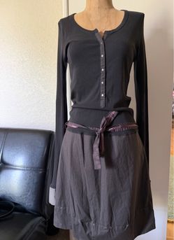 Vintage Cop Copine avant garde bi-material long sleeve midi dress size 42