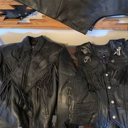 Leather Chaps, Vest and Jacket