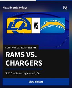 LA Rams vs LA Chargers- 4 tickets in Sec 202