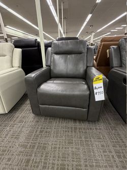 Gray Leather Power Recliner - Dark Gray | Reclining Chair | Lounge Chair