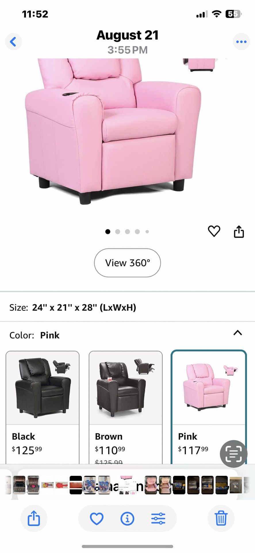 Pink Kids Recliner