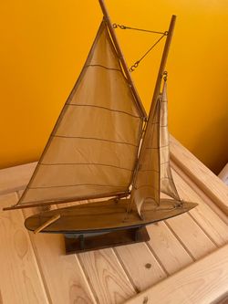 Vintage Wooden Sailboat Model