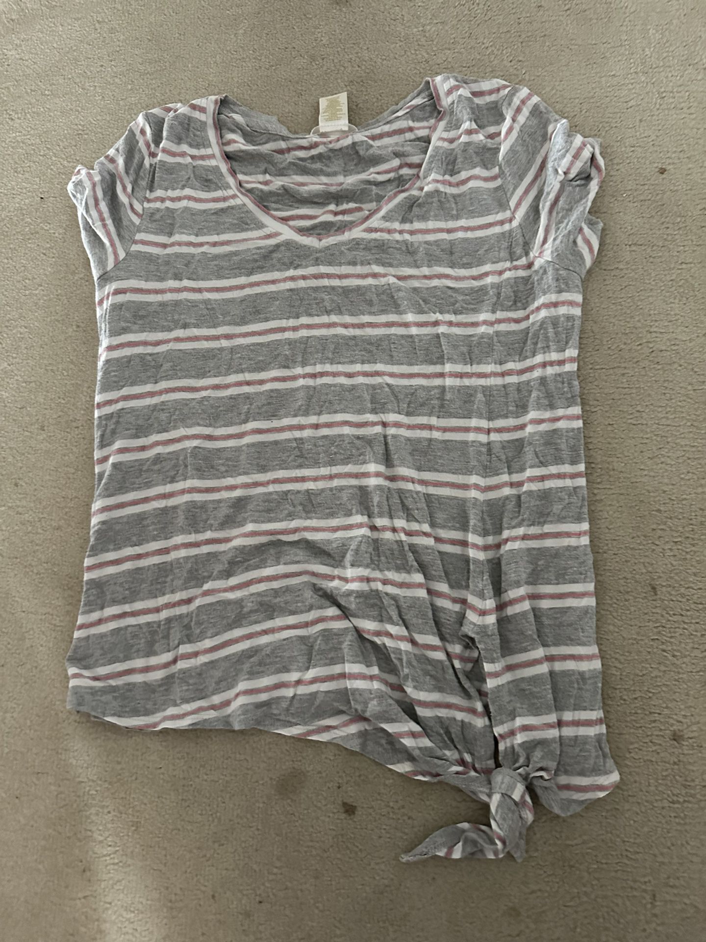 Gray And Pink Striped Shirt