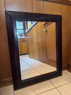 Large Wall Mirror with Dark Wood Frame