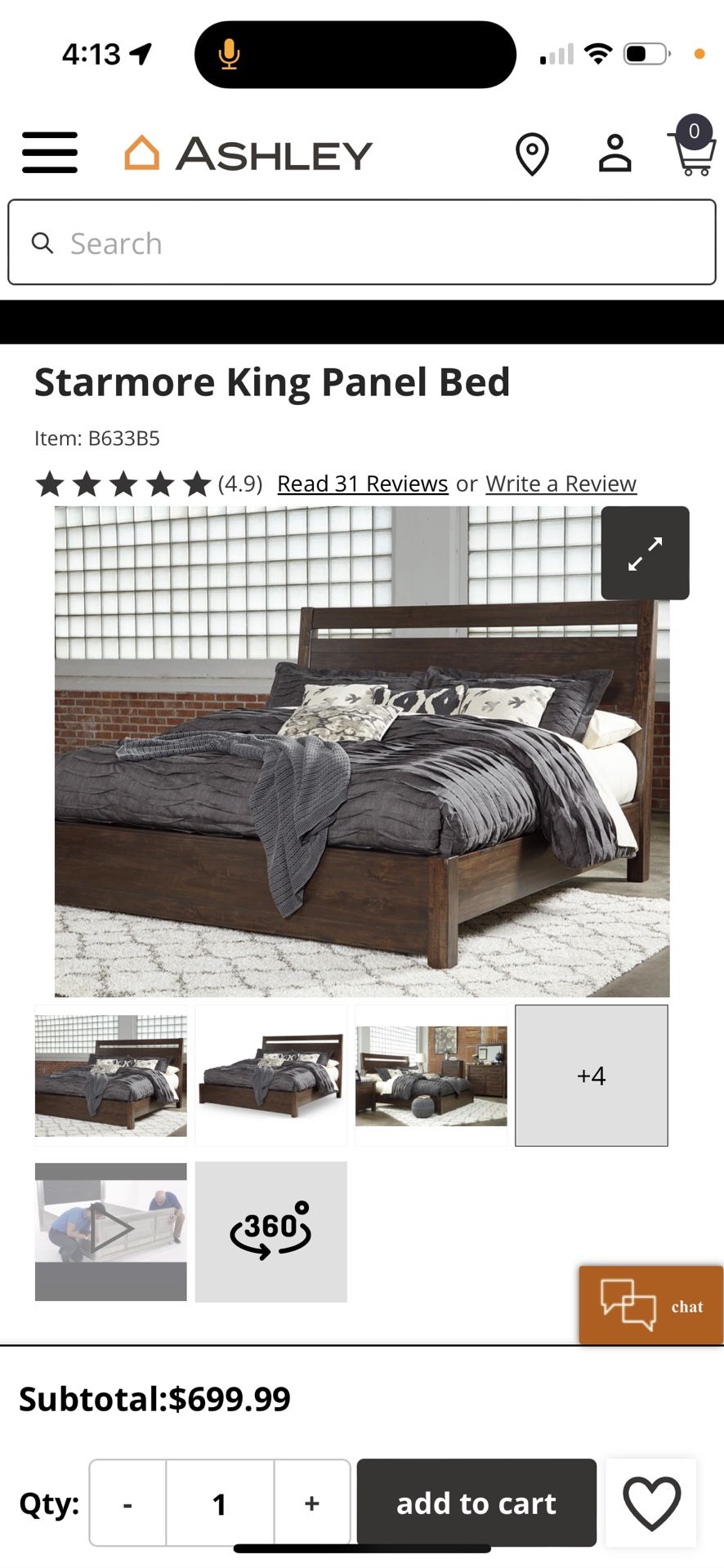 Brown King Panel Bed Frame