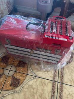 Brand new Craftsman tools, and metal tool box, ready for pick up