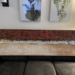 Large Textured Abstract Canvas Wall Art – 71” x 32”