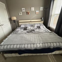 Gold Metallic Bed With mattress 