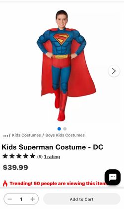 Kids Boys Superman Costume 4T / 5T Size 2-3