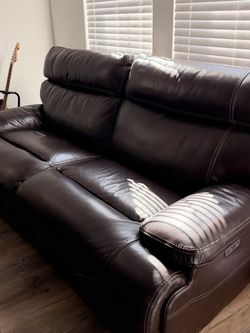 Dark Brown Leather Power Recliner Sofas