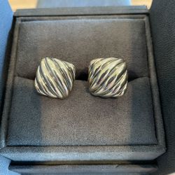 Sterling Silver Sculpted Cable Cushion Cufflinks By David Yurman