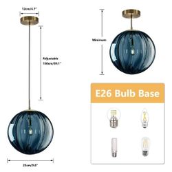 New Large Blue Globe Pendant