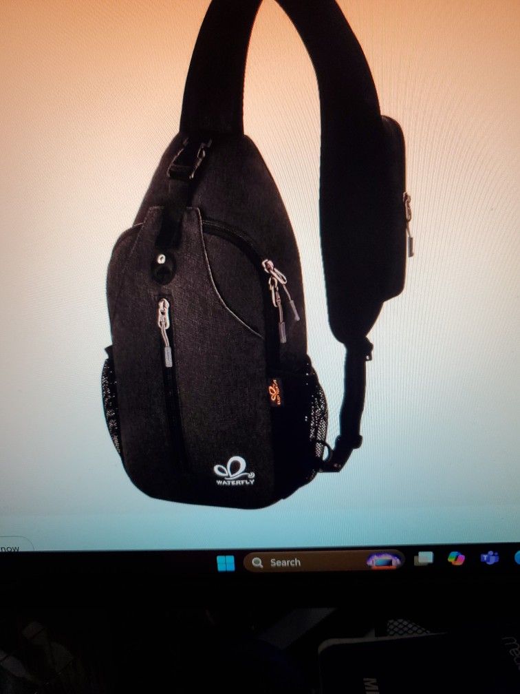 Waterfly Crossbody Sling Backpack Chest Bag For Travel Hiking Black