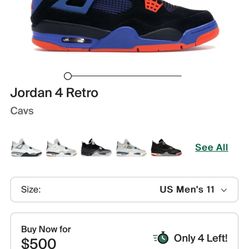 Air Jordan 4 Cavs Size 11 DS