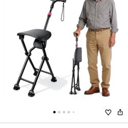 Four-Legged Cane with Seat, Unisex Cane with Seat Folding Lightweight, Adjustable Anti-Slip Cane Chair, Walking Cane with Seat Suitable for Men, Women