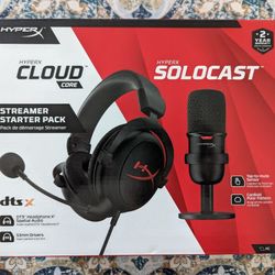 HyperX - Streamer Starter Pack – SoloCast USB Microphone and Cloud Core Gaming Headset with DTS

