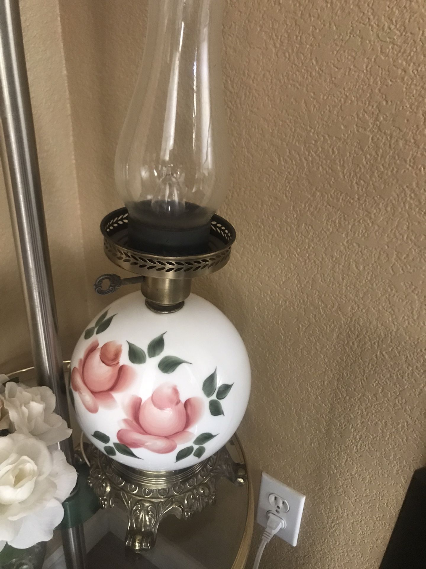 Vintage Hurricane Lamp As Pictured Brass Base