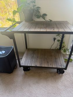 Wood bar cart