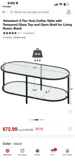 Two tier tempered glass coffee table