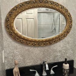 Large Oval Beveled Mirror