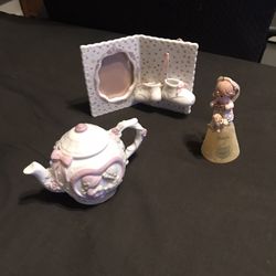 Vintage 1991 Precious Moments Bookend 1995 Your a Sweetheart & 1995 Teapot