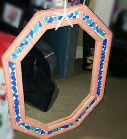 Handmade mirror with sea glass