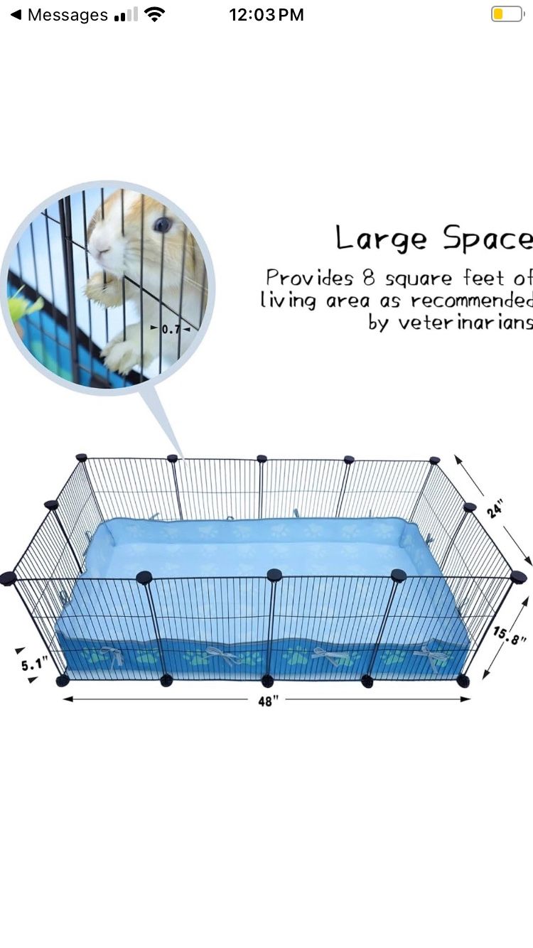 Spacious 8 Sq Ft Expandable Guinea Pig Cage - 12 Panel Playpen Indoor Habitat