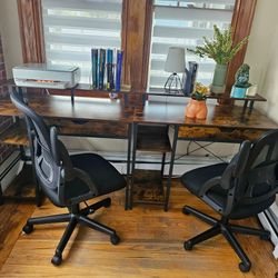 Desk and chair ×2