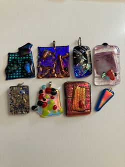 8 x Unique Art Glass Charm Pendant Lot - Jewelry + Crafting Pieces