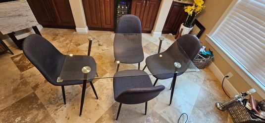Glass Top Dining Table with 4 Chairs