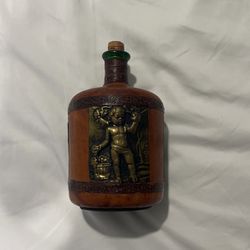 Vintage Italian Leather Glass Bottle 