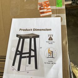 29 in. Brown Backless Acacia Wood Bar Stool Counter Stool with Wood Seat (Set of 2)