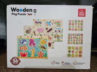 Education tree wooden peg puzzle set